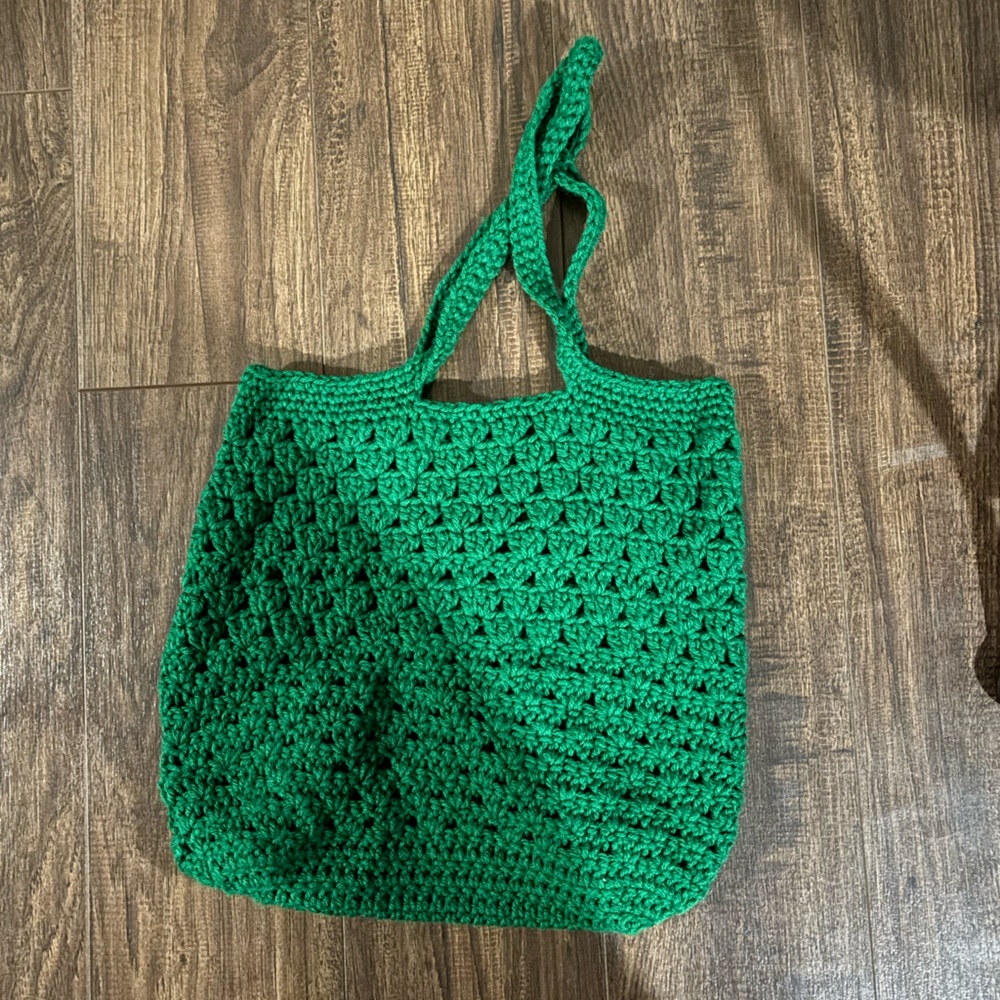 Handmade Green Crochet Tote Bag